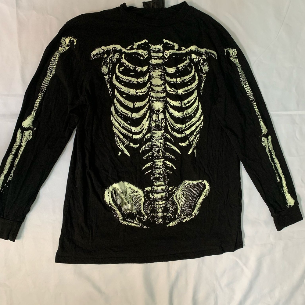 Black Skeleton Print Long Sleeve Shirt